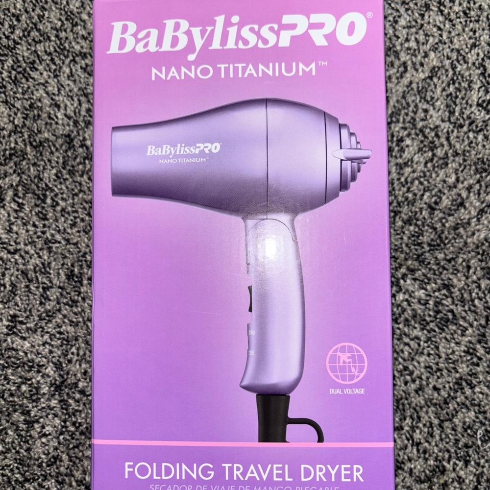 BaBylissPRO Nano Titanium Folding Travel Dryer - Purple
